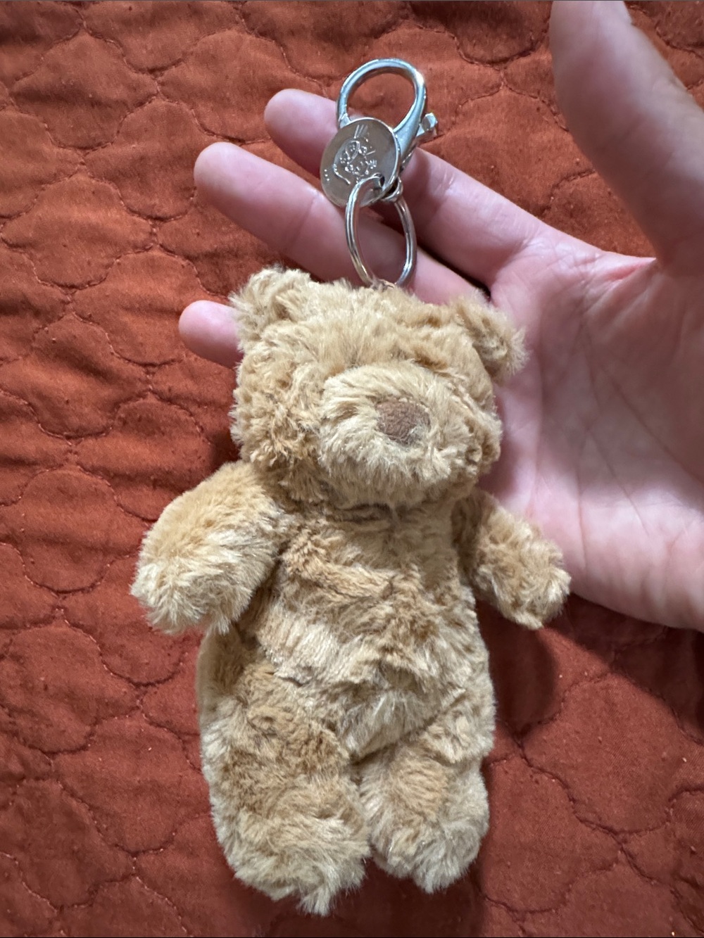 Jellycat Tan Bear Keyring with Silver Hardware